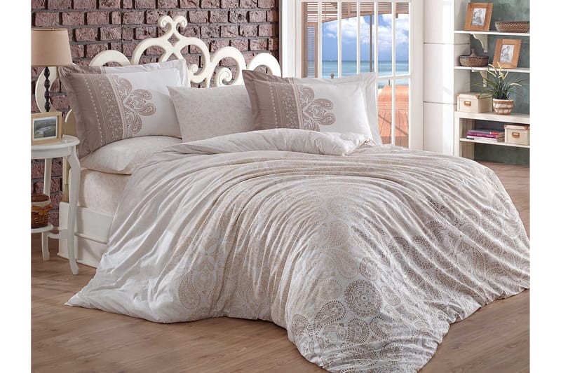 Hobby Bäddset Enkelt 3-dels Poplin - Beige/Vit - Textil & mattor - Sängkläder - Bäddset & påslakanset - Påslakanset dubbelsäng