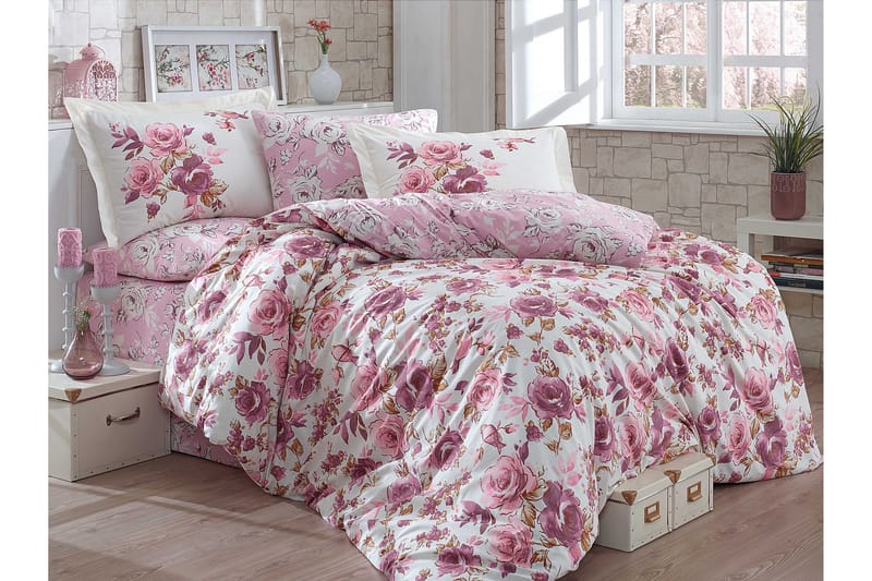 Hobby Bäddset Enkelt 3-dels Poplin - Rosa/Vit/Lila - Textil & mattor - Sängkläder - Bäddset & påslakanset - Påslakanset dubbelsäng