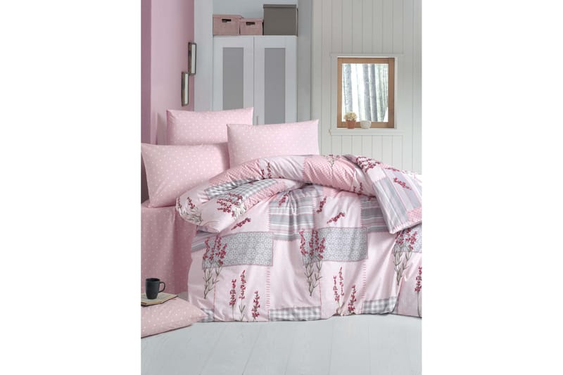 Victoria Bäddset Dubbelt 4-dels Ranforce - Rosa/Grå/Rosa - Textil & mattor - Sängkläder - Bäddset & påslakanset - Påslakanset dubbelsäng