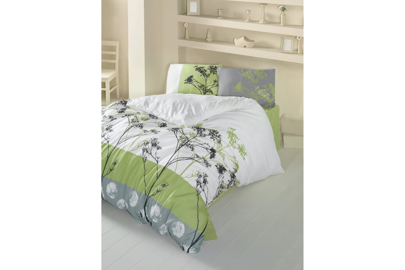 Victoria Bäddset Enkelt 3-dels - Grön/Vit/Grå/Svart - Textil & mattor - Sängkläder - Bäddset & påslakanset - Påslakanset dubbelsäng