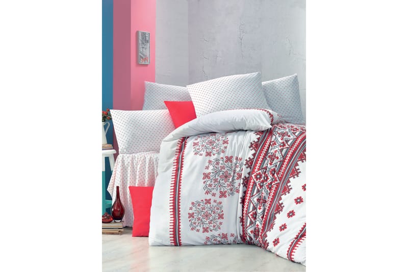 Victoria Bäddset Enkelt 3-dels - Vit/Röd/Svart - Textil & mattor - Sängkläder - Bäddset & påslakanset - Påslakanset dubbelsäng