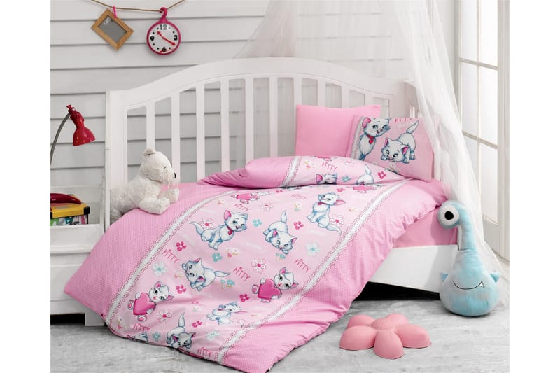 Cotton Box Bäddset Baby 4-dels Ranforce - Rosa/Vit - Textil - Sängkläder - Bäddset & påslakanset - Påslakanset dubbelsäng