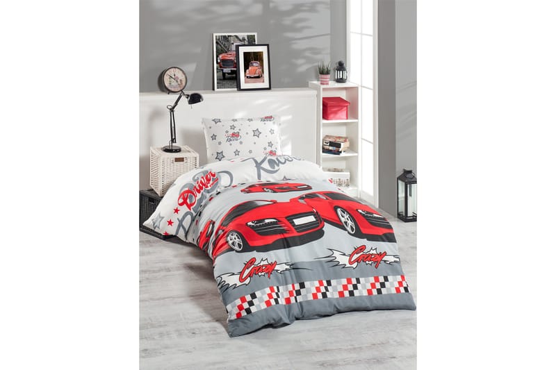 EnLora Home Bäddset Enkelt 2-dels - Vit/Röd/Svart/Grå - Textil & mattor - Sängkläder - Bäddset & påslakanset
