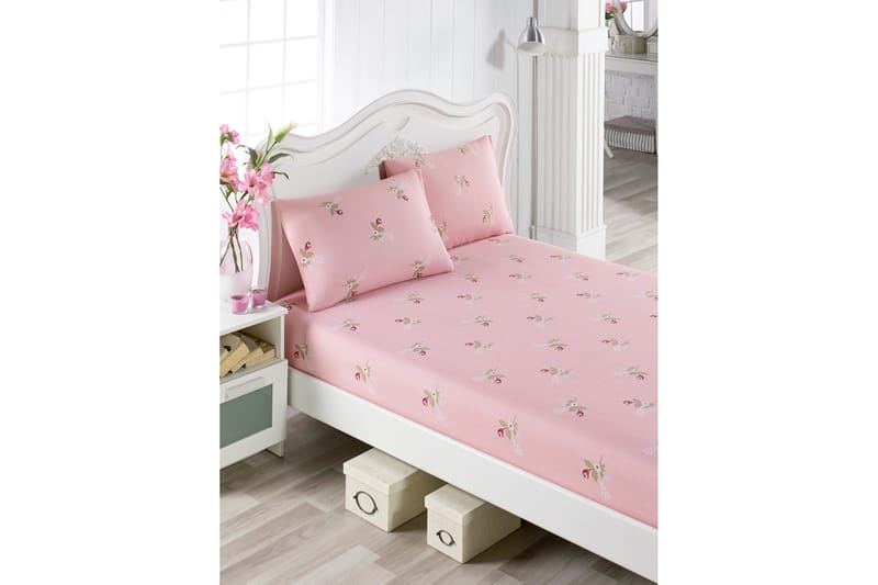 EnLora Home Lakan Enkelt 100x200 cm+Kuddfodral - Rosa/Grön/Röd/Vit - Textil & mattor - Sängkläder - Bäddset & påslakanset - Påslakanset enkelsäng