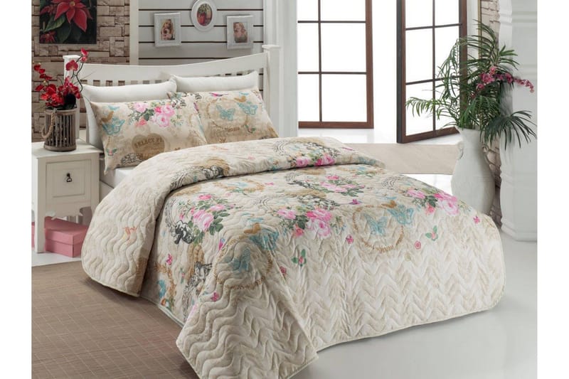 Eponj Home Överkast Enkelt 160x220+Kuddfodral Quiltat - Beige/Multi - Textil & mattor - Sängkläder - Överkast