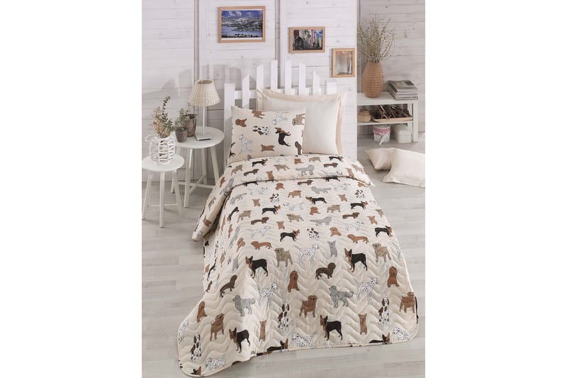 Eponj Home Överkast Enkelt 160x220+Kuddfodral Quiltat - Creme/Multi - Textil & mattor - Sängkläder - Bäddset & påslakanset