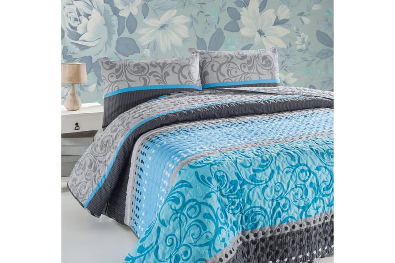 Eponj Home Överkast Enkelt 160x220+Kuddfodral Quiltat - Grå/Turkos/Vit/Svart - Textil - Sängkläder - Överkast - Överkast dubbelsäng