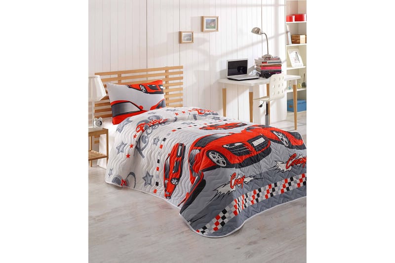 Eponj Home Överkast Enkelt 160x220+Kuddfodral Quiltat - Röd/Grå/Vit - Textil & mattor - Sängkläder - Bäddset & påslakanset