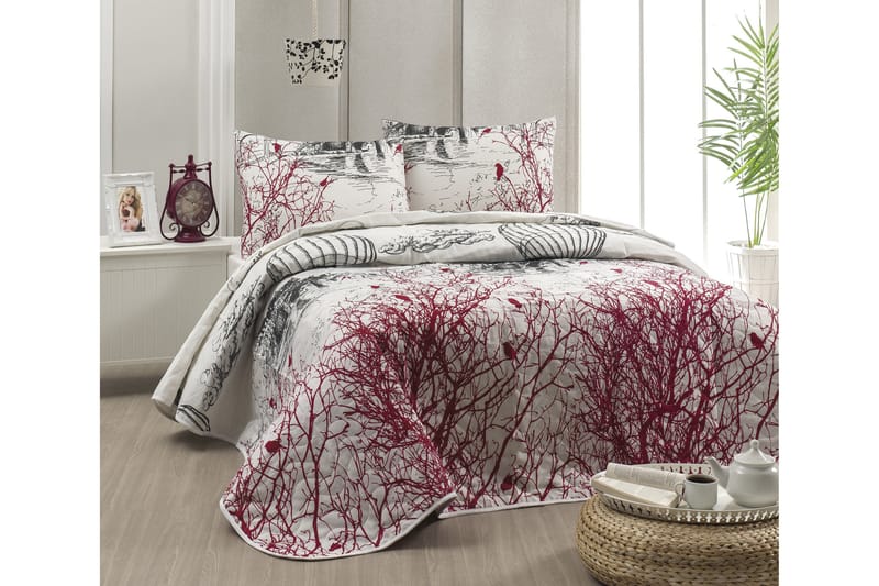 Eponj Home Överkast Enkelt 160x220+Kuddfodral Quiltat - Vit/Svart/Röd - Textil & mattor - Sängkläder - Bäddset & påslakanset