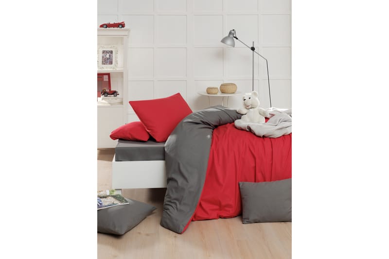 Kosmol Bäddset 2-Dels 150x210/50x60 cm - Röd/Grå - Textil & mattor - Sängkläder - Bäddset & påslakanset - Påslakanset dubbelsäng