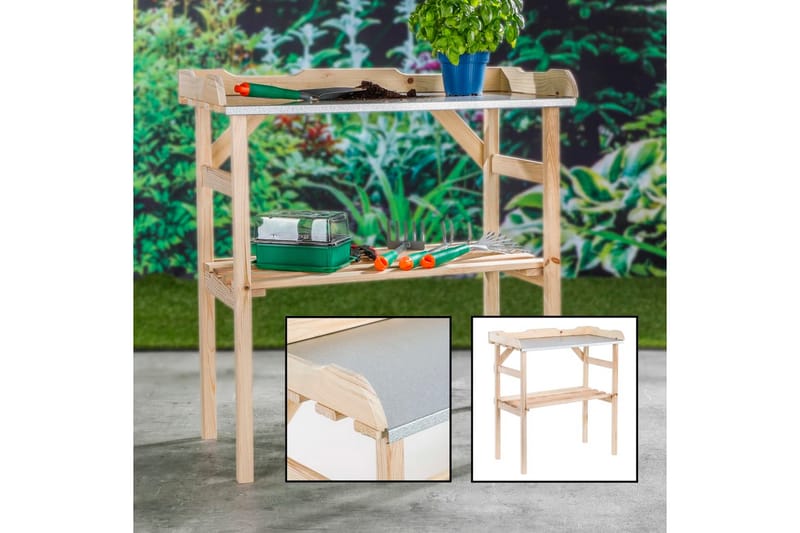 HI Planteringsbord trä 82x38x78 cm - Beige - Trädgård & spabad - Trädgårdsskötsel - Växthus - Planteringsbord