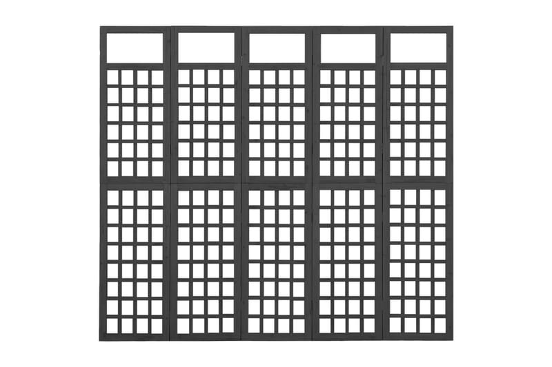 Rumsavdelare/Spaljé 5 paneler massiv gran svart 201,5x180 cm - Svart - Trädgård & spabad - Trädgårdsskötsel - Växthus - Växthustillbehör