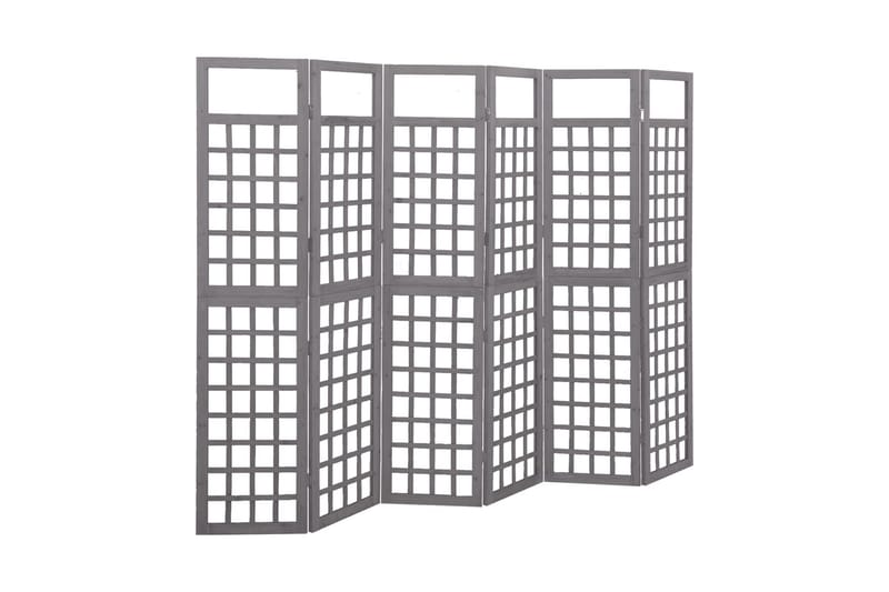 Rumsavdelare/Spaljé 6 paneler massiv furu grå 242,5x180 cm
