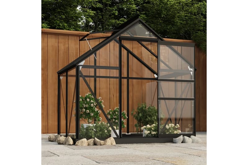 Glasväxthus antracit 155x103x191 cm aluminium - Grå - Trädgård & spabad - Trädgårdsskötsel - Växthus