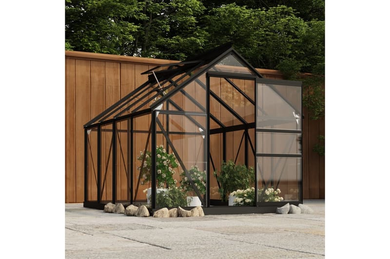 Glasväxthus antracit 155x200,5x191 cm aluminium - Grå - Trädgård & spabad - Trädgårdsskötsel - Växthus