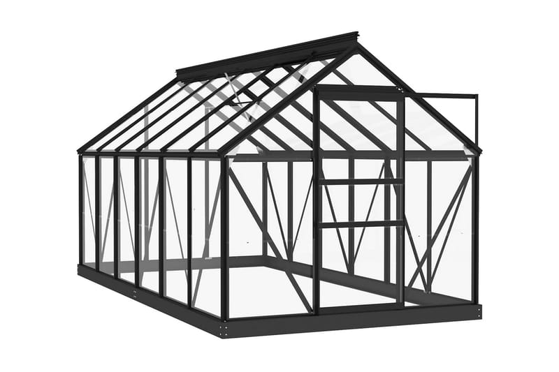 Glasväxthus antracit 155x298x191 cm aluminium - Grå - Trädgård & spabad - Trädgårdsskötsel - Växthus
