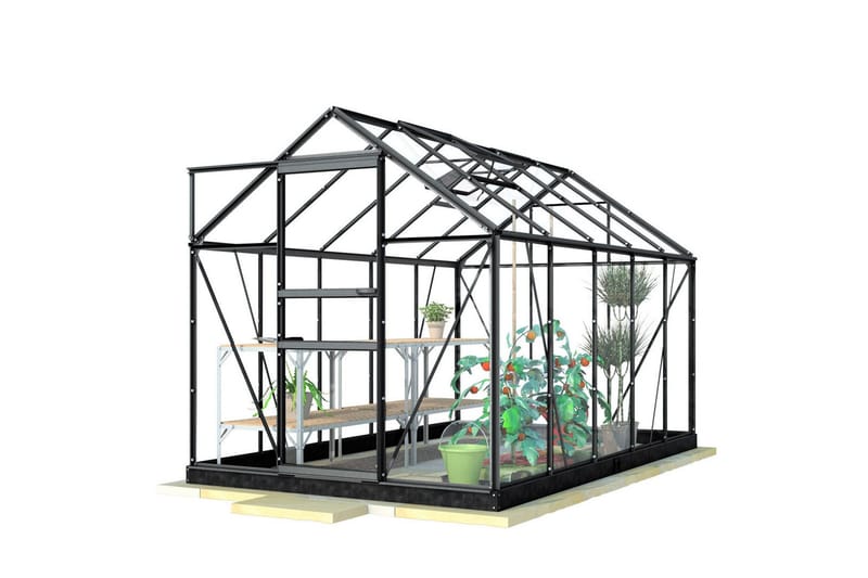Lykke Glas Växthus 6,2 m2 - Svart - Trädgård & spabad - Trädgårdsskötsel - Växthus