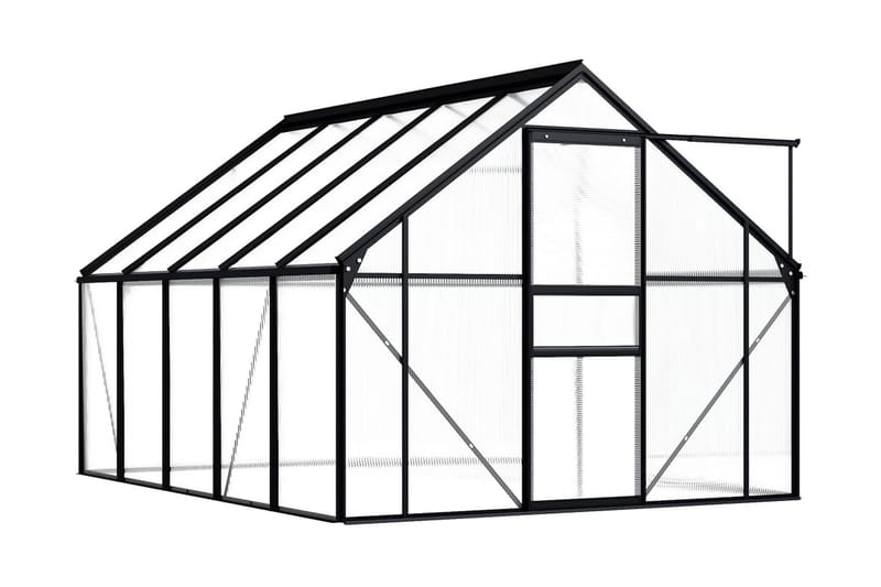 Växthus antracit aluminium 5,89 m³ - Grå - Trädgård & spabad - Trädgårdsskötsel - Växthus