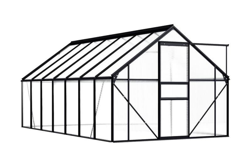 Växthus antracit aluminium 8,17 m³ - Grå - Trädgård & spabad - Trädgårdsskötsel - Växthus