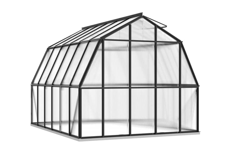 Växthus med basram antracit 9,98 m² aluminium - Grå - Trädgård & spabad - Trädgårdsskötsel - Växthus