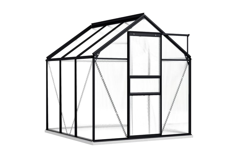 Växthus med basram antracit aluminium 3,61 m²