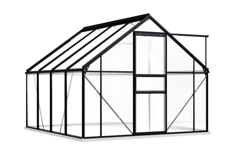 Växthus med basram antracit aluminium 4,75 m² - Grå - Trädgård & spabad - Trädgårdsskötsel - Växthus - Väggväxthus & odlingsvitrin