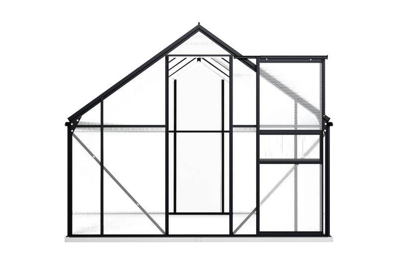 Växthus med basram antracit aluminium 4,75 m² - Grå - Trädgård & spabad - Trädgårdsskötsel - Växthus