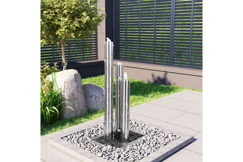 Trädgårdsfontän silver 48x34x88 cm rostfritt stål - Silver - Trädgård & spabad - Utemiljö - Trädgårdsdekoration - Damm & fontän