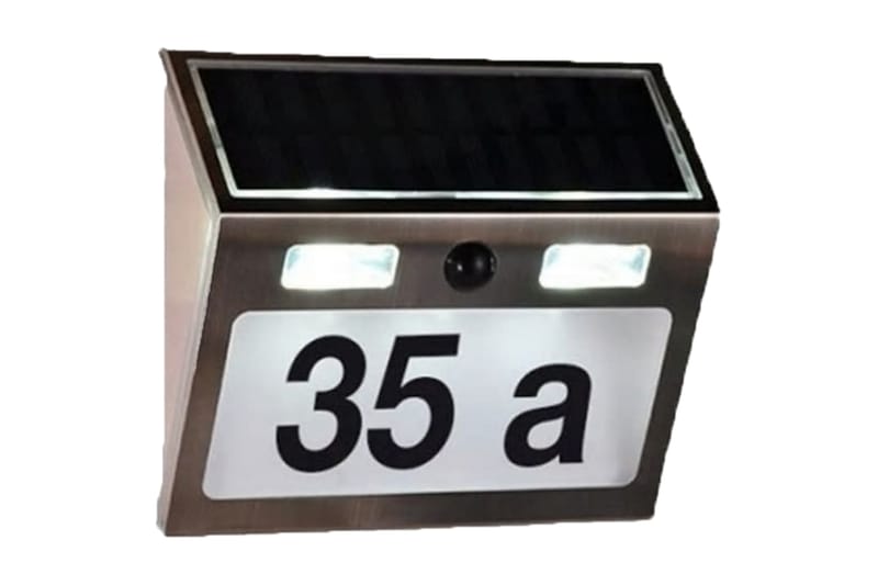 HI Husnummer med soldrivna LED silver - Silver - Trädgård & spabad - Utemiljö - Trädgårdsdekoration - Fasaddekor - Fasadsiffror & husnummer