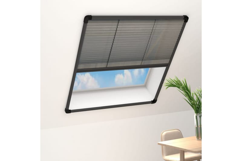 Plisserat insektsnät för fönster aluminium antracit 110x160 