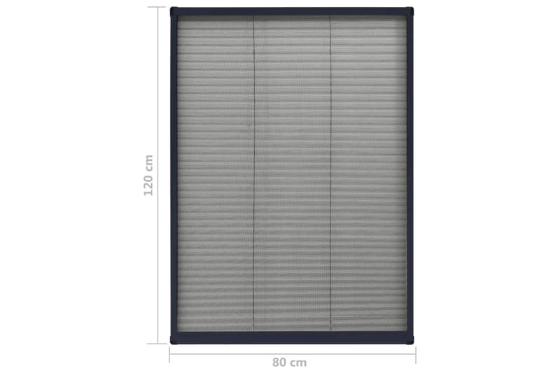 Plisserat insektsnät för fönster aluminium antracit 80x120 c - Grå - Trädgård & spabad - Utemiljö - Trädgårdsdekoration - Myggnät & insektsnät