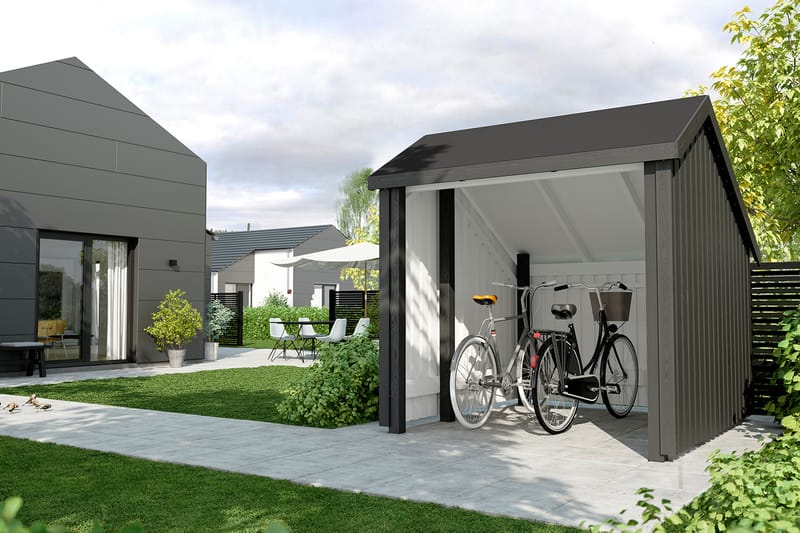 PLUS Cykelskjul 5,7 m² - 1 Modul Öppen - Grå - Trädgård & spabad - Uterum & fritidshus - Förråd & bodar - Cykelförråd & cykelställ