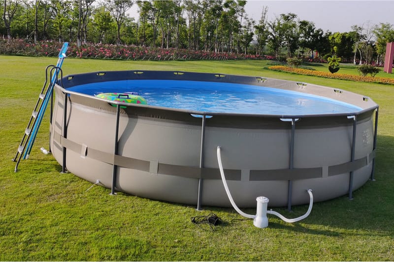 OUTTECH Premium Pool, Stål/PVC, 610x132 cm, rund - Grå - Trädgård & spabad - Utomhusbad - Pool - Pool ovan mark
