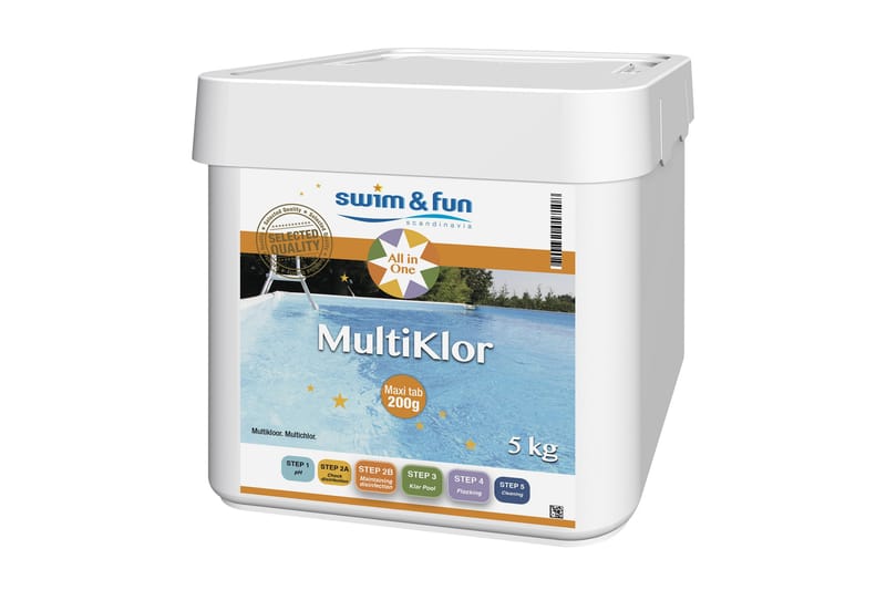 Swim & Fun Multiklor Maxi Tab 5 kg - Stabiliserat klor - Trädgård & spabad - Utomhusbad - Pool & sparengöring - Poolkemi & klortabletter