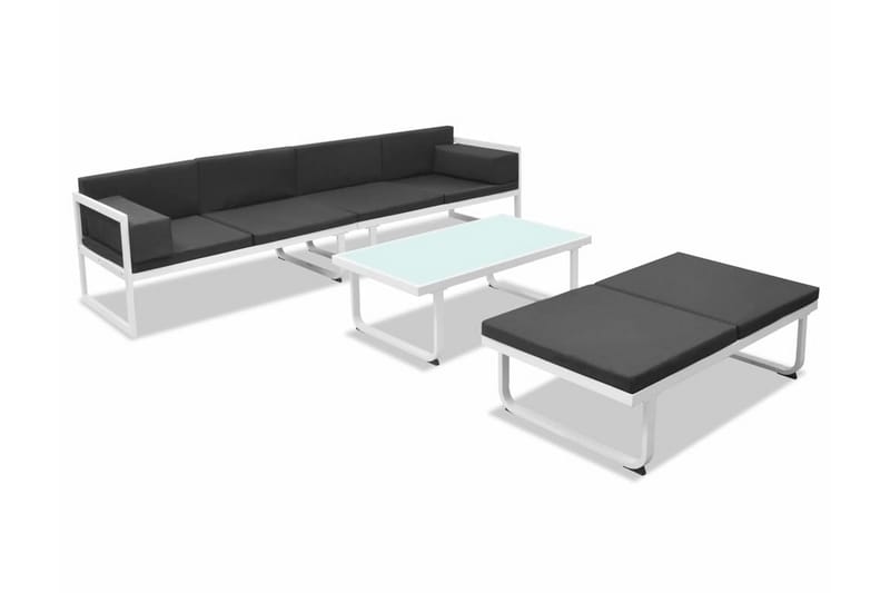 Loungegrupp för trädgården med dynor 4 delar aluminium svart - Svart - Utemöbler - Loungemöbler - Loungegrupper & Loungeset