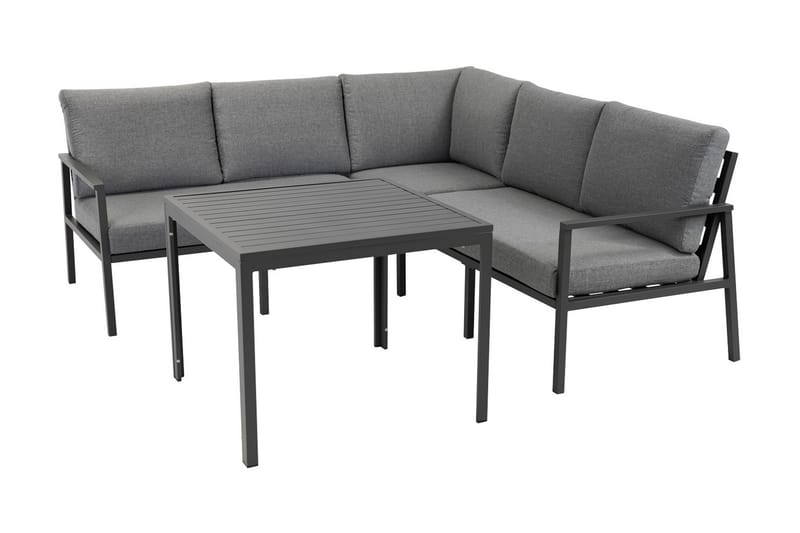 Möbelset ADRIAN bord och Hörnsoffa mörkgrå - Utemöbler - Loungemöbler - Loungegrupp & Loungeset
