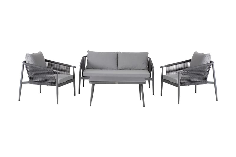 Set WEILBURG bord soffa och 2 stolar grå - Utemöbler - Loungemöbler - Loungegrupp & Loungeset