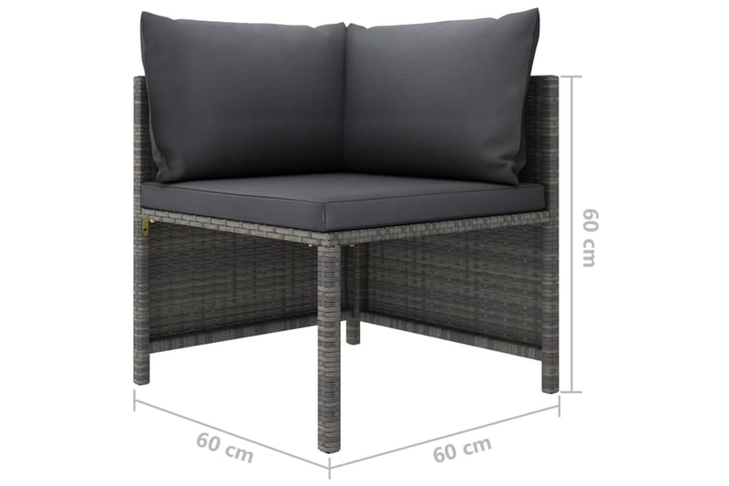 Trädgårdssoffa 4-sits med dynor konstrotting grå - Grå - Utemöbler - Loungemöbler - Loungesoffor