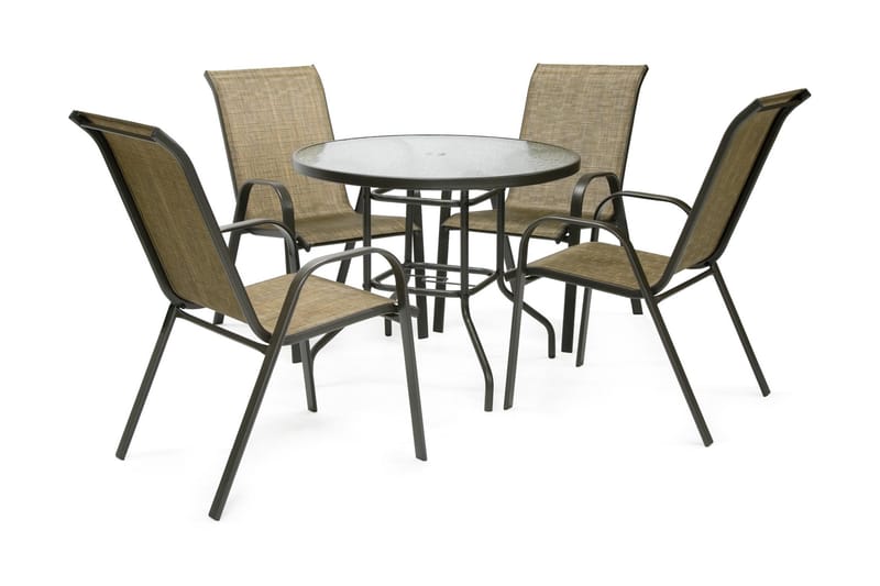 Möbelset DUBLIN bord och 4 stolar färg: mörkbrun - Utemöbler - Matgrupper utomhus - Kompletta matgrupper