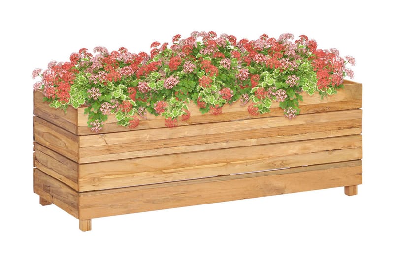 Blomlåda upphöjd 100x40x38 cm återvunnen teak och stål - Brun - Trädgård & spabad - Trädgårdsskötsel - Odling - Planteringskärl & blomkruka - Blomlåda