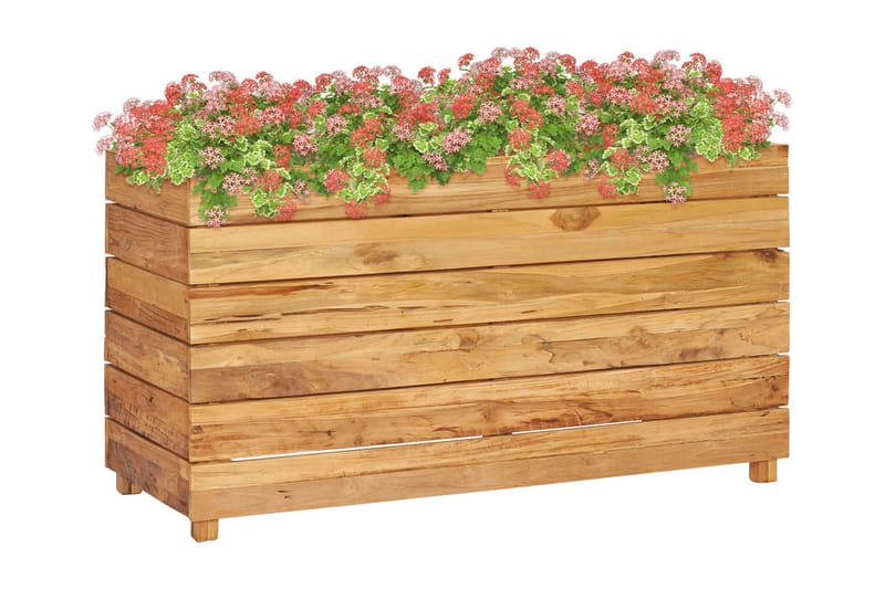 Blomlåda upphöjd 100x40x55 cm återvunnen teak och stål - Brun - Trädgård & spabad - Trädgårdsskötsel - Odling - Planteringskärl & blomkruka - Blomlåda