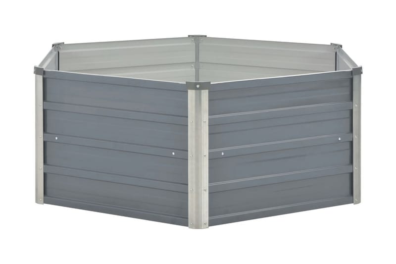 Odlingslåda 129x129x46 cm galvaniserat stål grå - Grå - Utemöbler - Övrigt utemöbler - Tillbehör utomhus - Utomhuskrukor