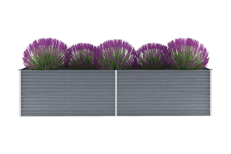 Odlingslåda upphöjd galvaniserat stål 320x80x77 cm grå - Grå - Trädgård & spabad - Trädgårdsskötsel - Odling - Planteringskärl & blomkruka - Blomlåda