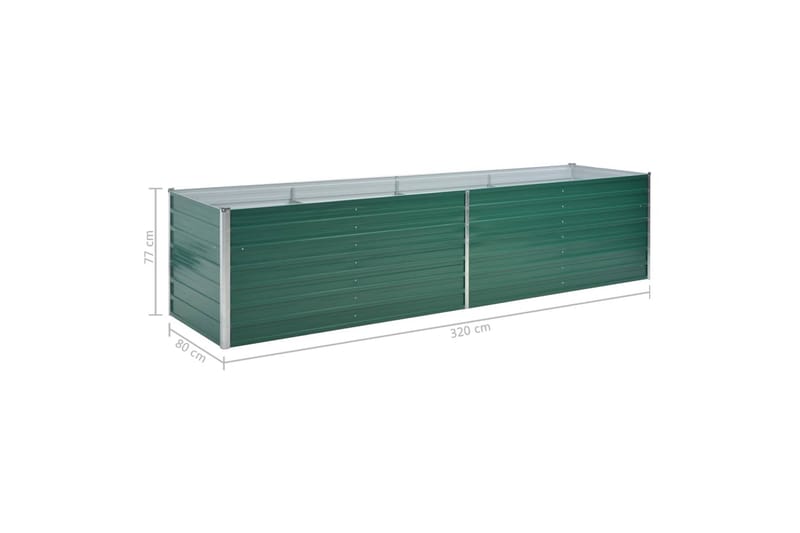 Odlingslåda upphöjd galvaniserat stål 320x80x77 cm grön - Grön - Utemöbler - Övrigt utemöbler - Tillbehör utomhus - Utomhuskrukor