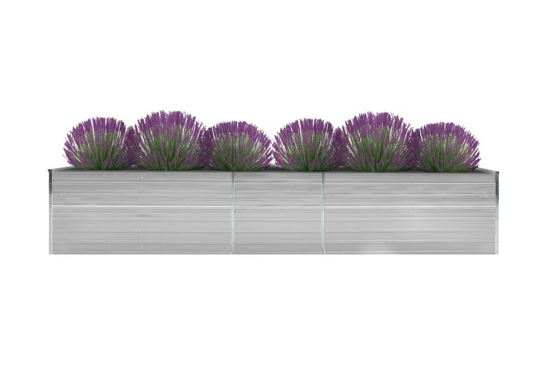 Odlingslåda upphöjd galvaniserat stål 400x80x77 cm grå - Grå - Trädgård & spabad - Trädgårdsskötsel - Odling - Planteringskärl & blomkruka - Blomlåda