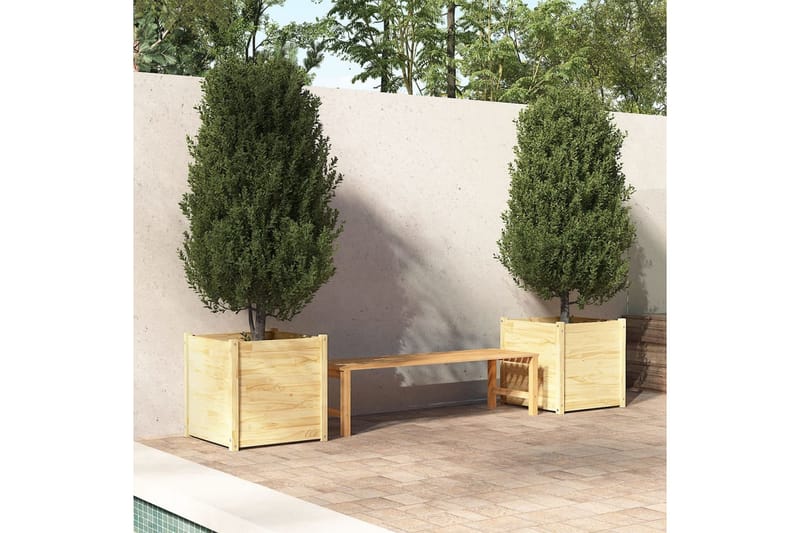 Odlingslådor 2 st 60x60x60 cm massiv furu - Brun - Utemöbler - Övrigt utemöbler - Tillbehör utomhus - Utomhuskrukor