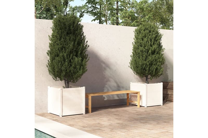 Odlingslådor 2 st vit 60x60x60 cm massiv furu - Vit - Utemöbler - Övrigt utemöbler - Tillbehör utomhus - Utomhuskrukor
