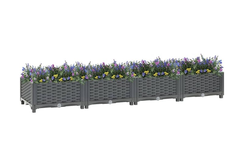 Upphöjd odlingslåda 160x40x23 cm polypropen - Grå - Trädgård & spabad - Trädgårdsskötsel - Odling - Planteringskärl & blomkruka - Blomlåda