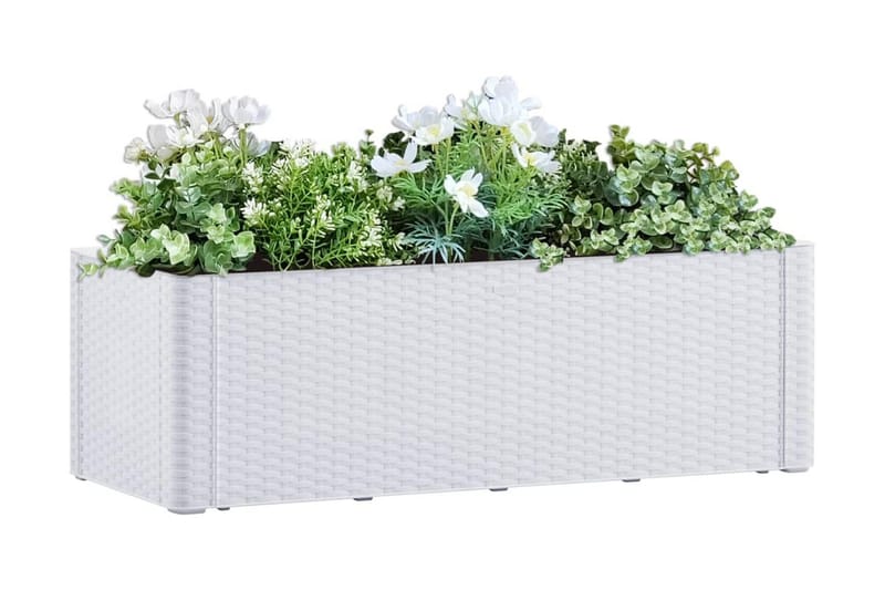 Upphöjd odlingslåda med självbevattning vit 100x43x33 cm - Vit - Trädgård & spabad - Trädgårdsskötsel - Odling - Planteringskärl & blomkruka - Blomlåda