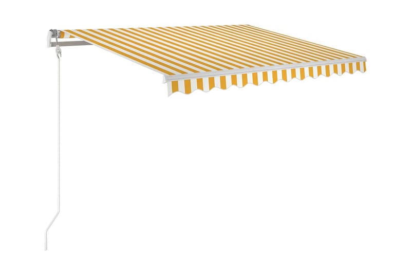 Automatisk markis med vindsensor & LED 350x250 cm gul/vit - Gul - Utemöbler - Solskydd - Markiser